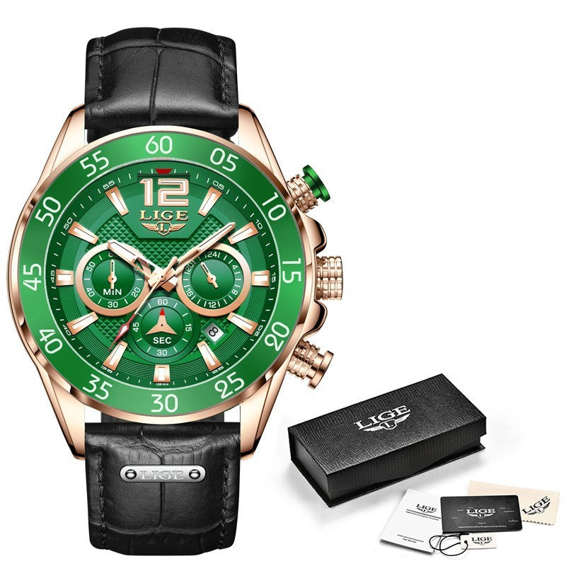Quartz Watch Men'S Waterproof Wristwatch Multi Function Chronograph
